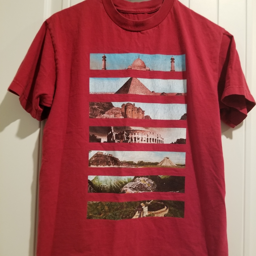Street Vault Red T-Shirt 7 World Wonders
